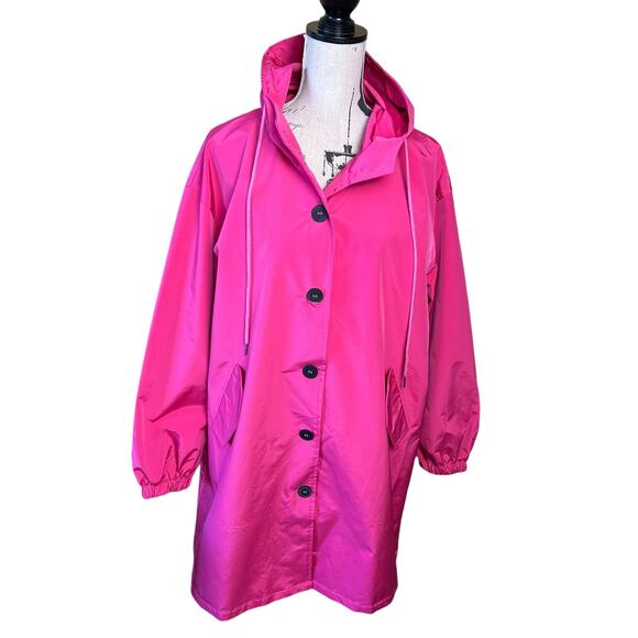 WJacket Jackets & Blazers - WJacket Barbara Pink Windbreaker Jacket Plus Size 3X Hooded Pockets Raincoat